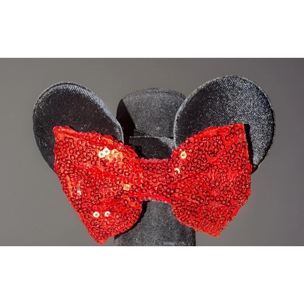 Two Women's Sequins Hair Bow Scrunchies Velvet Mouse‎ Ear Hair Ties for Ponytail